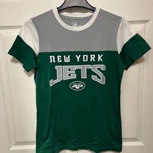 G-III Official NFL New York Jets Women's Green & Gray Short Sleeve Tee | Size SM